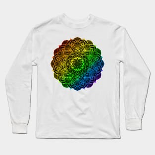 Gay Pride Rainbow Striped Mandala Long Sleeve T-Shirt